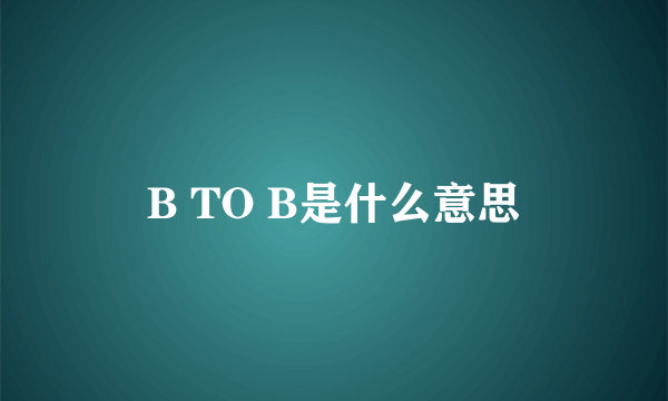 B TO B是什么意思