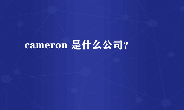 cameron 是什么公司？