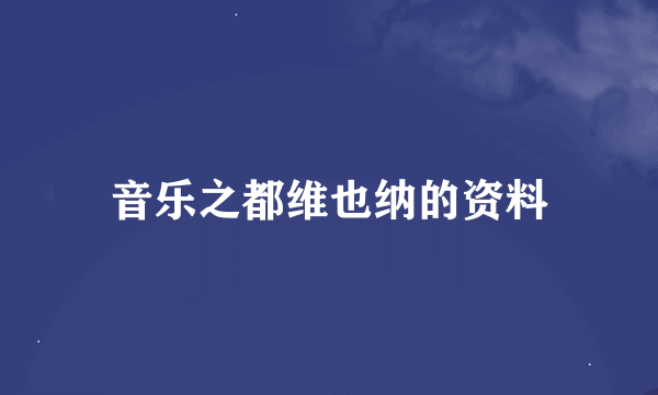 音乐之都维也纳的资料