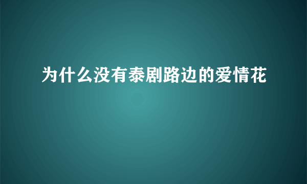 为什么没有泰剧路边的爱情花