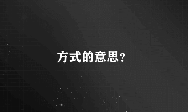 方式的意思？