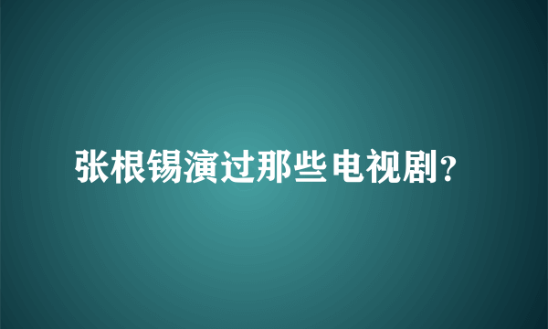 张根锡演过那些电视剧？