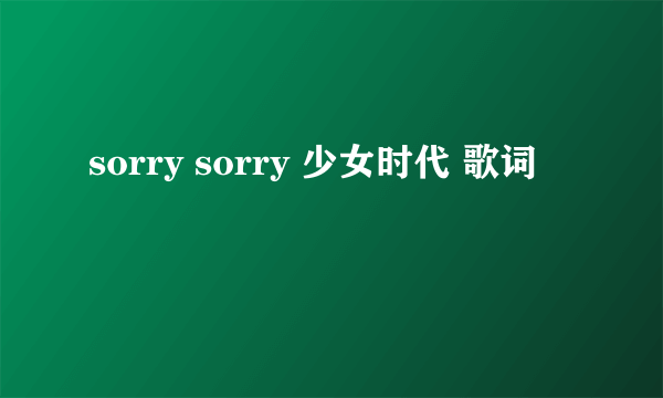 sorry sorry 少女时代 歌词