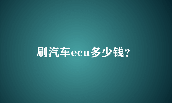 刷汽车ecu多少钱？