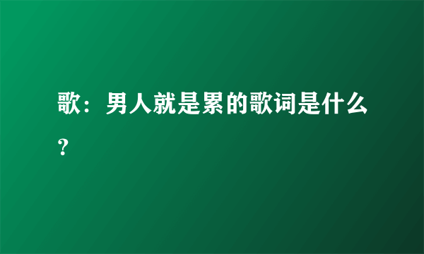 歌：男人就是累的歌词是什么？