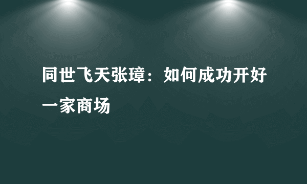 同世飞天张璋：如何成功开好一家商场