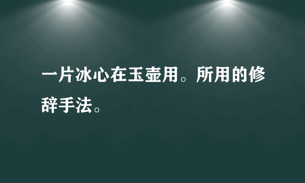 一片冰心在玉壶用。所用的修辞手法。