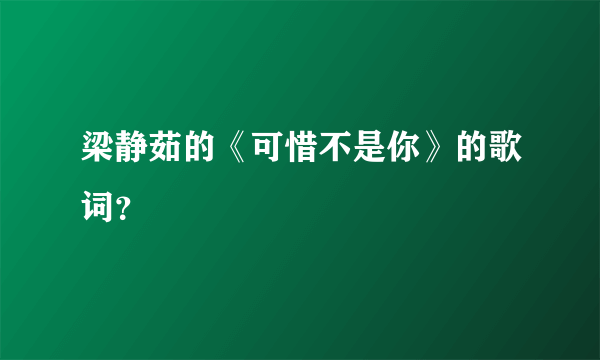 梁静茹的《可惜不是你》的歌词？