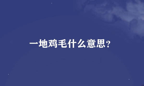 一地鸡毛什么意思？