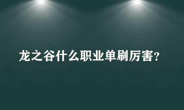 龙之谷什么职业单刷厉害？