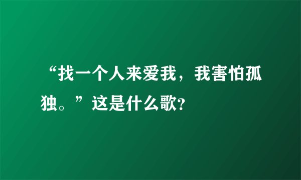 “找一个人来爱我，我害怕孤独。”这是什么歌？