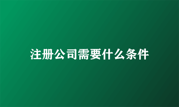 注册公司需要什么条件