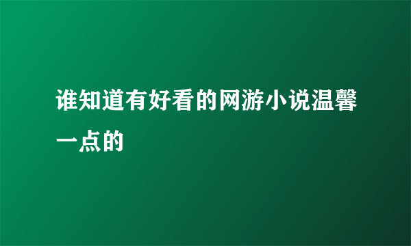 谁知道有好看的网游小说温馨一点的