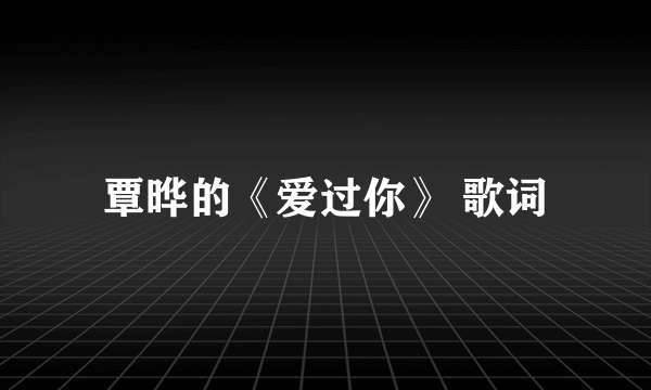 覃晔的《爱过你》 歌词