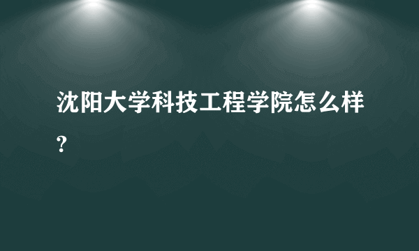 沈阳大学科技工程学院怎么样?