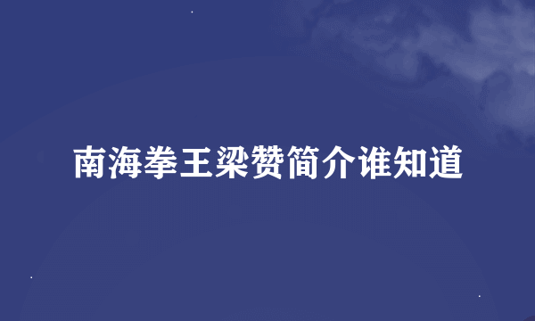 南海拳王梁赞简介谁知道