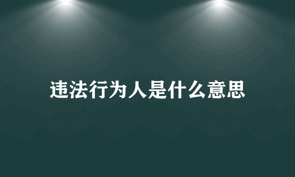 违法行为人是什么意思