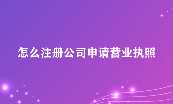 怎么注册公司申请营业执照