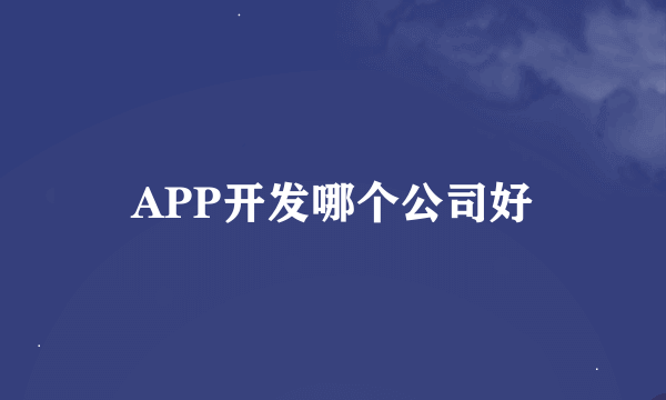 APP开发哪个公司好