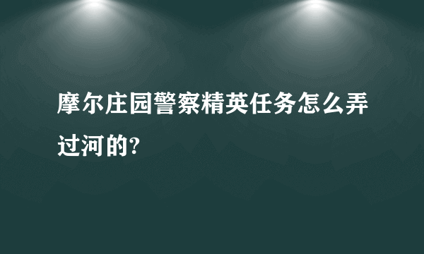 摩尔庄园警察精英任务怎么弄过河的?