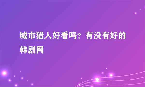 城市猎人好看吗？有没有好的韩剧网