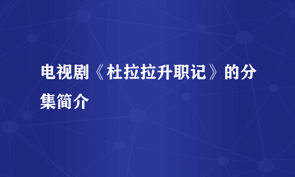 电视剧《杜拉拉升职记》的分集简介