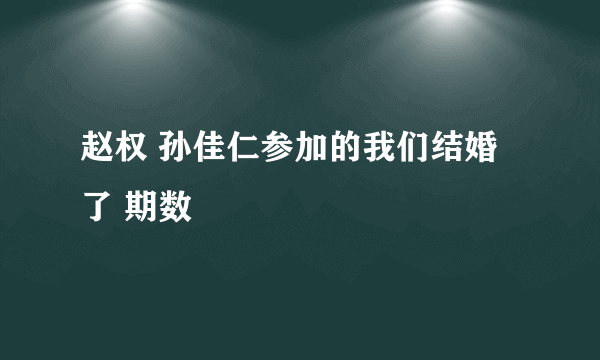 赵权 孙佳仁参加的我们结婚了 期数