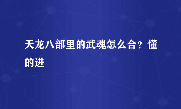 天龙八部里的武魂怎么合？懂的进