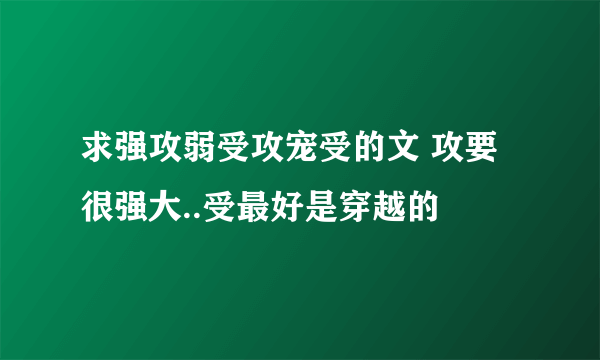 求强攻弱受攻宠受的文 攻要很强大..受最好是穿越的