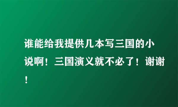 谁能给我提供几本写三国的小说啊！三国演义就不必了！谢谢！