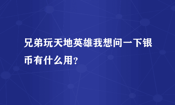 兄弟玩天地英雄我想问一下银币有什么用？