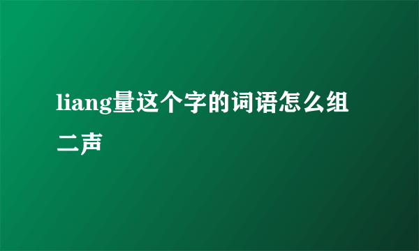 liang量这个字的词语怎么组二声