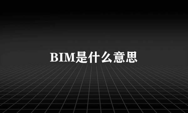 BIM是什么意思