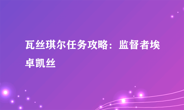 瓦丝琪尔任务攻略：监督者埃卓凯丝