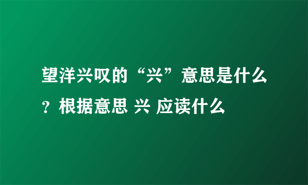 望洋兴叹的“兴”意思是什么？根据意思 兴 应读什么