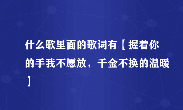 什么歌里面的歌词有【握着你的手我不愿放，千金不换的温暖】