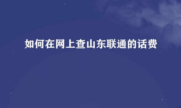 如何在网上查山东联通的话费