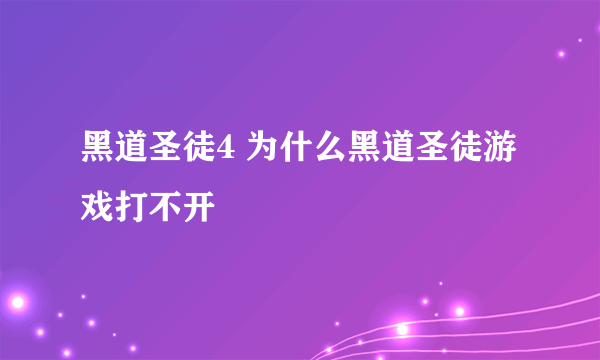 黑道圣徒4 为什么黑道圣徒游戏打不开