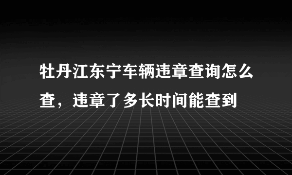 牡丹江东宁车辆违章查询怎么查，违章了多长时间能查到