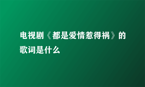 电视剧《都是爱情惹得祸》的歌词是什么