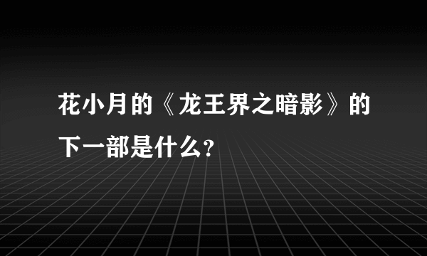 花小月的《龙王界之暗影》的下一部是什么？