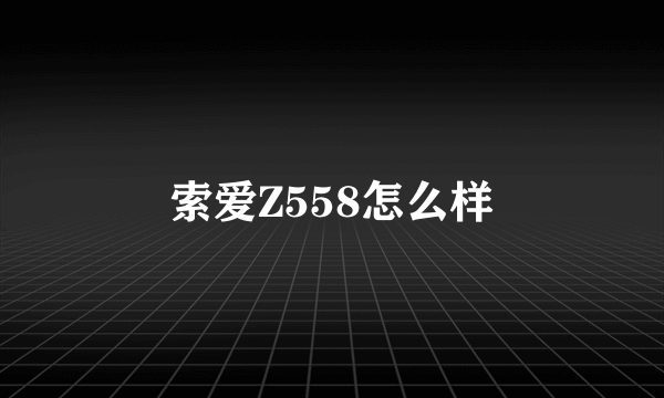 索爱Z558怎么样