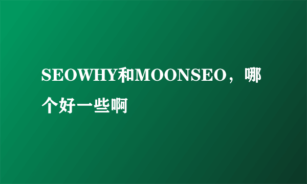 SEOWHY和MOONSEO，哪个好一些啊