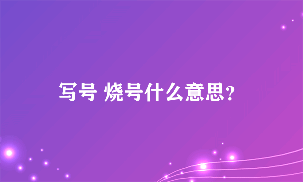 写号 烧号什么意思？