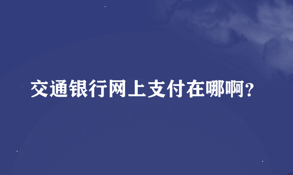 交通银行网上支付在哪啊？