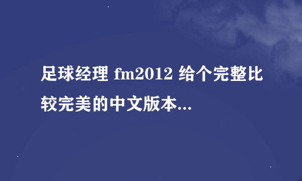 足球经理 fm2012 给个完整比较完美的中文版本的种子或者网盘地址。 谢谢了。