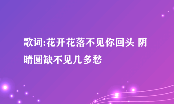 歌词:花开花落不见你回头 阴晴圆缺不见几多愁