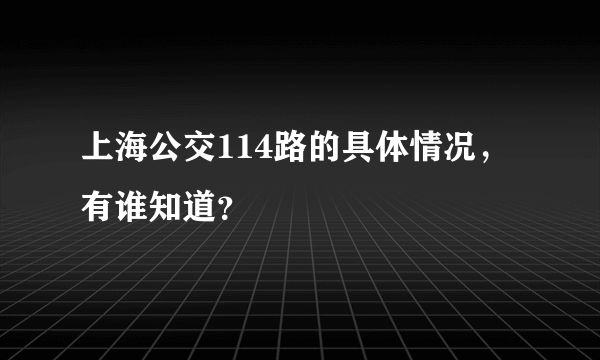 上海公交114路的具体情况，有谁知道？