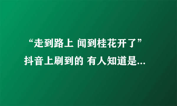 “走到路上 闻到桂花开了”抖音上刷到的 有人知道是知乎上面的哪篇文吗 据说虐得肝疼?