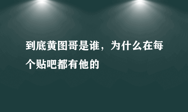 到底黄图哥是谁，为什么在每个贴吧都有他的